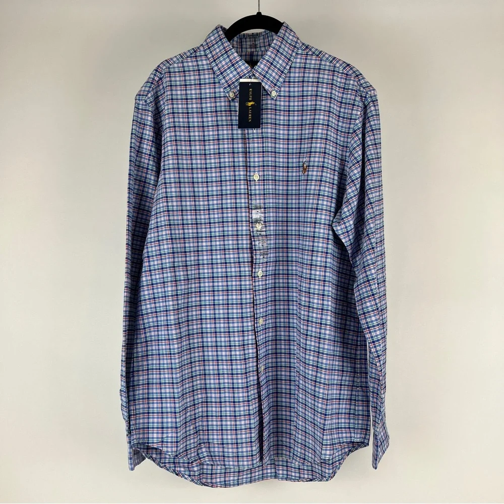 NEW Ralph Lauren Blue and White Casual Button Down Shirt - Picture 1 of 3